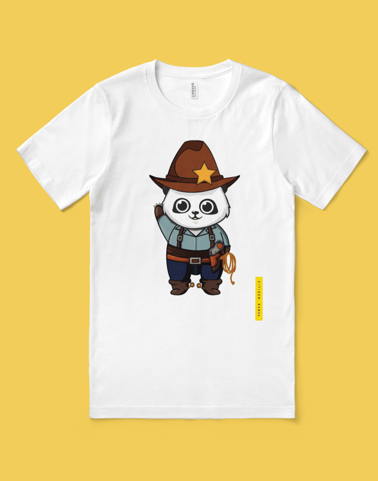 Panda T-Shirt - Cowboy Panda T-Shirt - White Panda T-Shirt