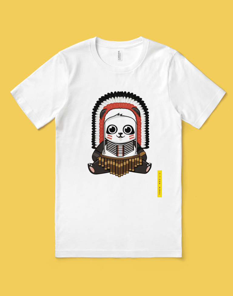 Panda T-Shirt - Native American T-Shirt - White Panda T-Shirt