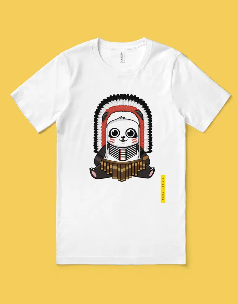 Panda T-Shirt - Native American T-Shirt - White Panda T-Shirt