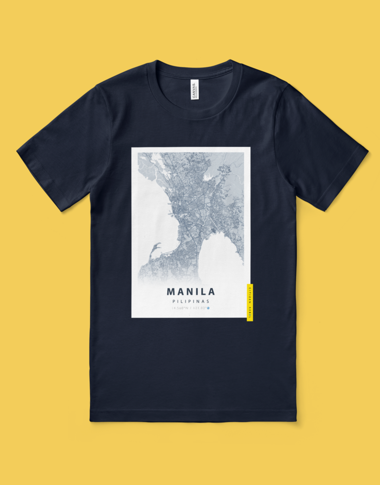 Manila T-Shirt - Manila Map T-Shirt - Navy