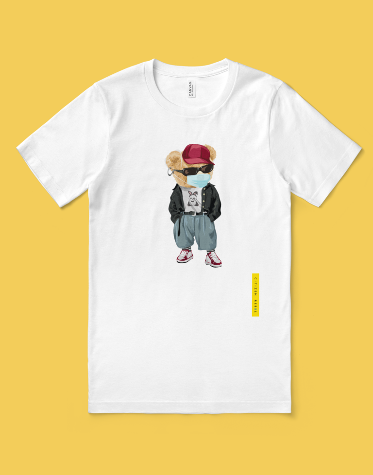 Teddy Beart T-Shirt - Mask & Hip Hop T-shirt - White Teddy Bear T-Shirt