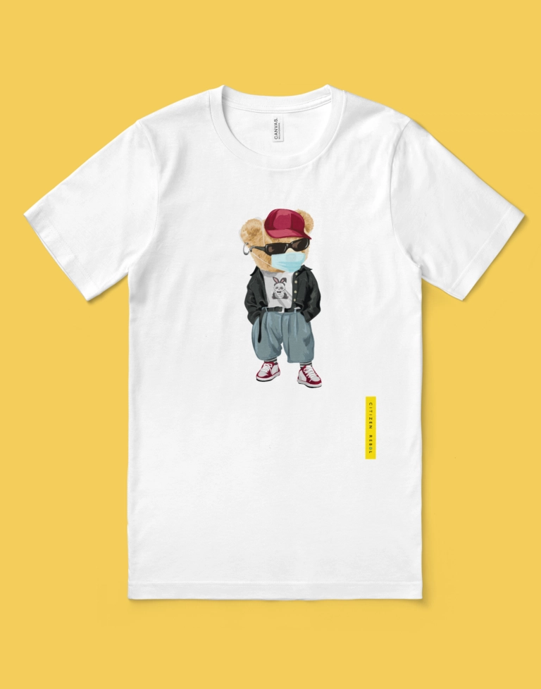 Teddy Beart T-Shirt - Mask & Hip Hop T-shirt - White Teddy Bear T-Shirt