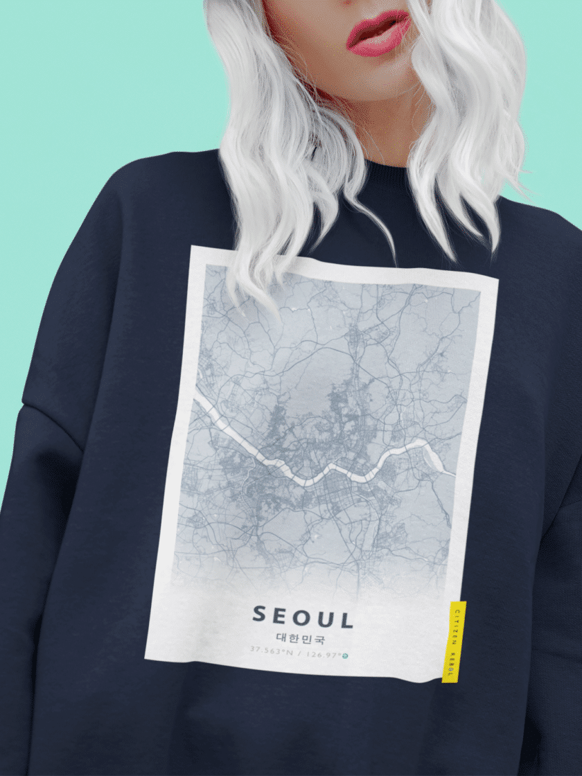 Seoul Sweatshirt - Seoul Map Sweater, Unisex Seoul Sweatshirt